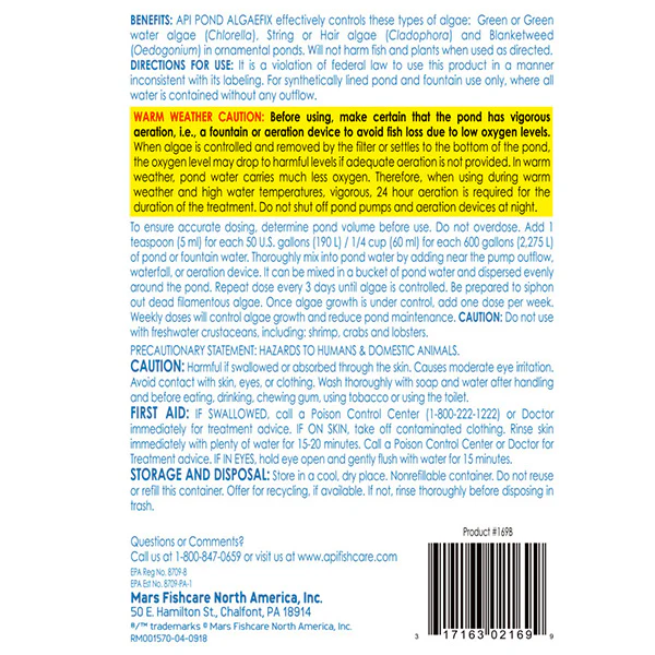 Aquarium Pharmaceuticals Pond Algaefix 16 OZ - Image 2