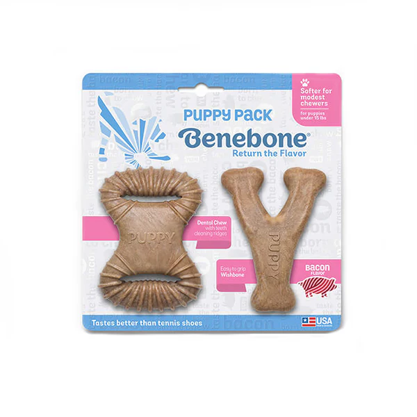 Benebone Puppy Bacon Wishbone Dental 2 PK