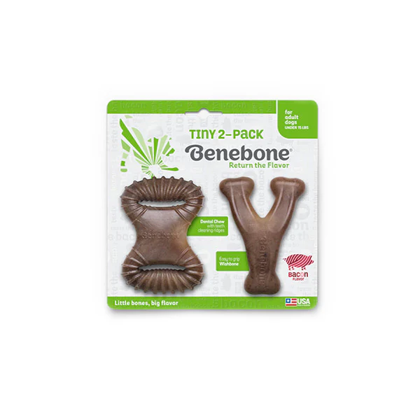 Benebone Tiny Bacon Wishbone Dental 2 PK