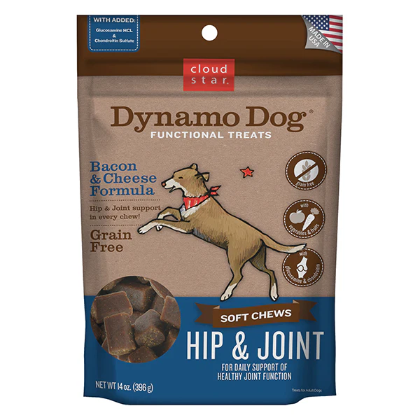 Cloudstar Dynamo Dog Functional Treats Hip and Joint Bacon and Cheese 14 OZ