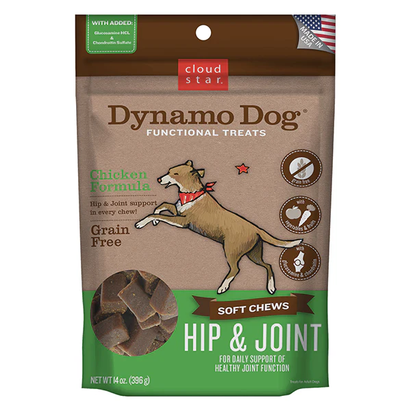 Cloudstar Dynamo Dog Functional Treats Hip and Joint Chicken 14 OZ