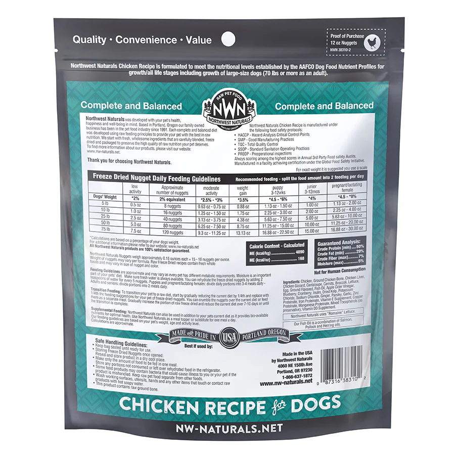 Northwest Naturals Freeze Dried Chicken Nuggets 12 OZ - Image 2