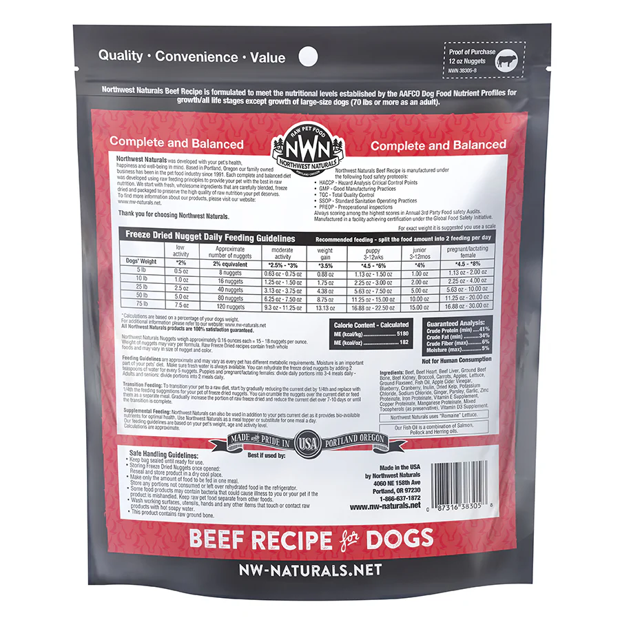 Northwest Naturals Freeze Dried Nuggets Beef 12 OZ - Image 2