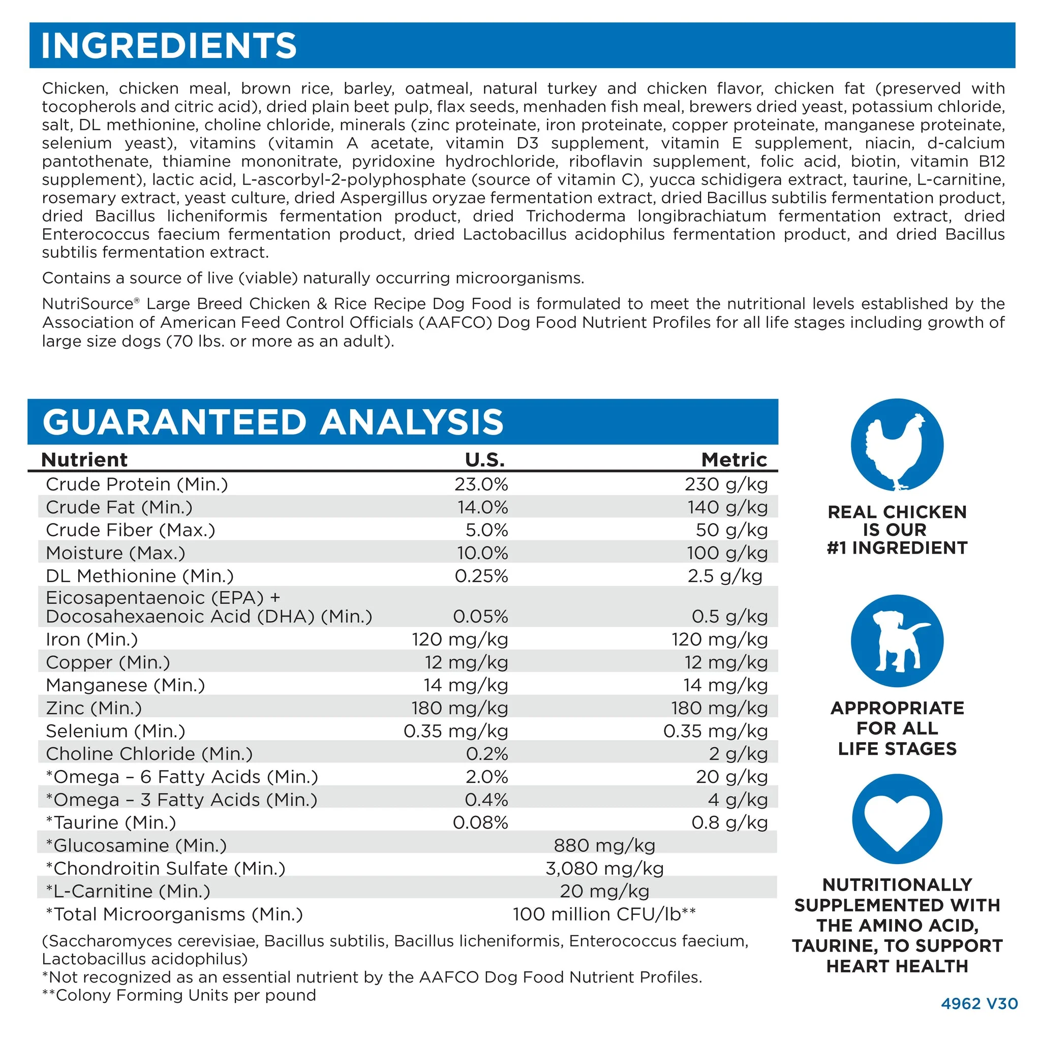 NutriSource Chicken and Rice for Large Breed Adult Food 26 LB - Image 2