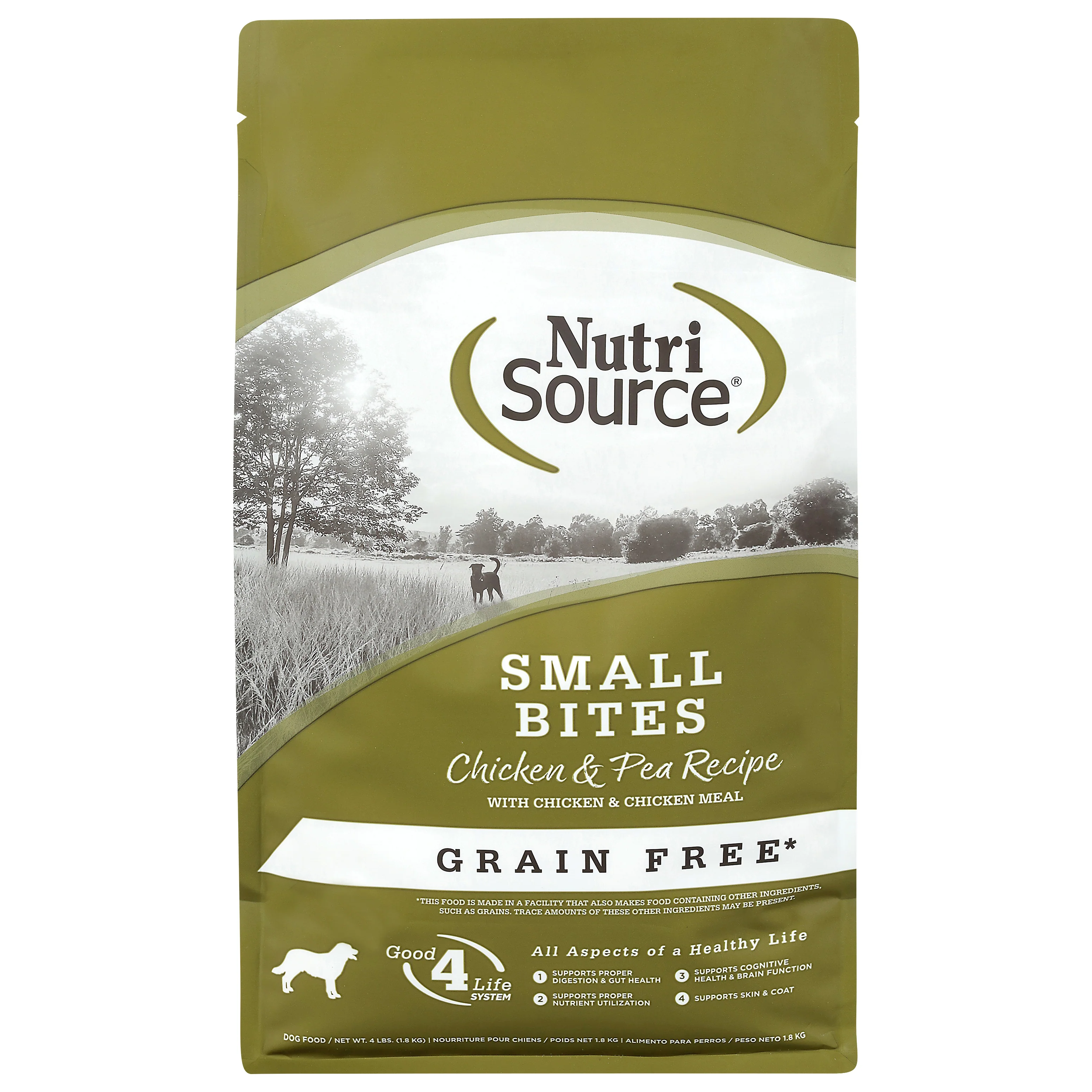 NutriSource Grain Free Dog Food for Small Breed Chicken and Pea 4 LB