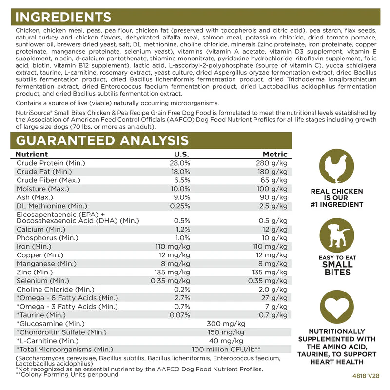 NutriSource Grain Free Dog Food for Small Breed Chicken and Pea 4 LB - Image 3