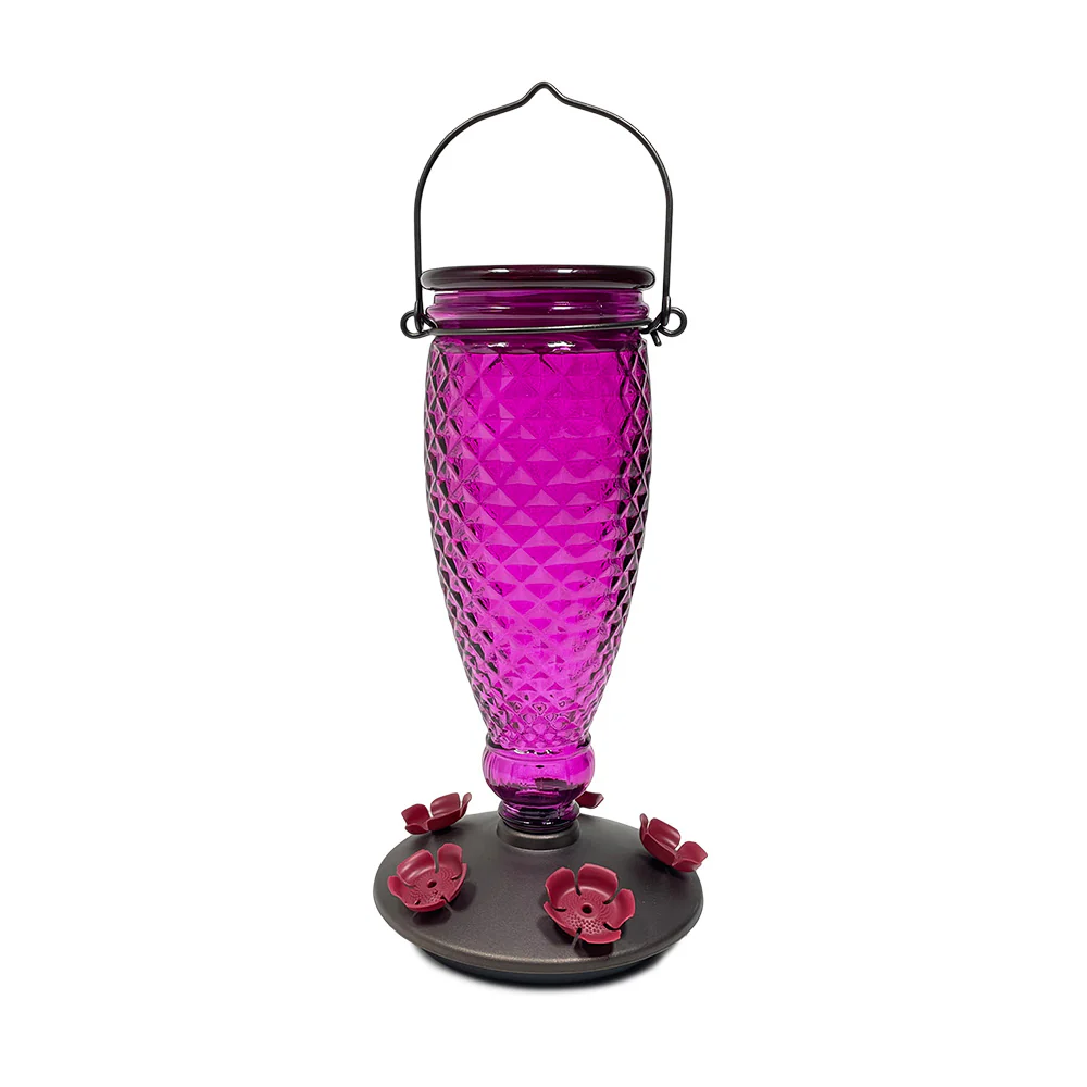 Perky Pet Glass Top Fill Diamond Hummingbird Feeder 24 OZ