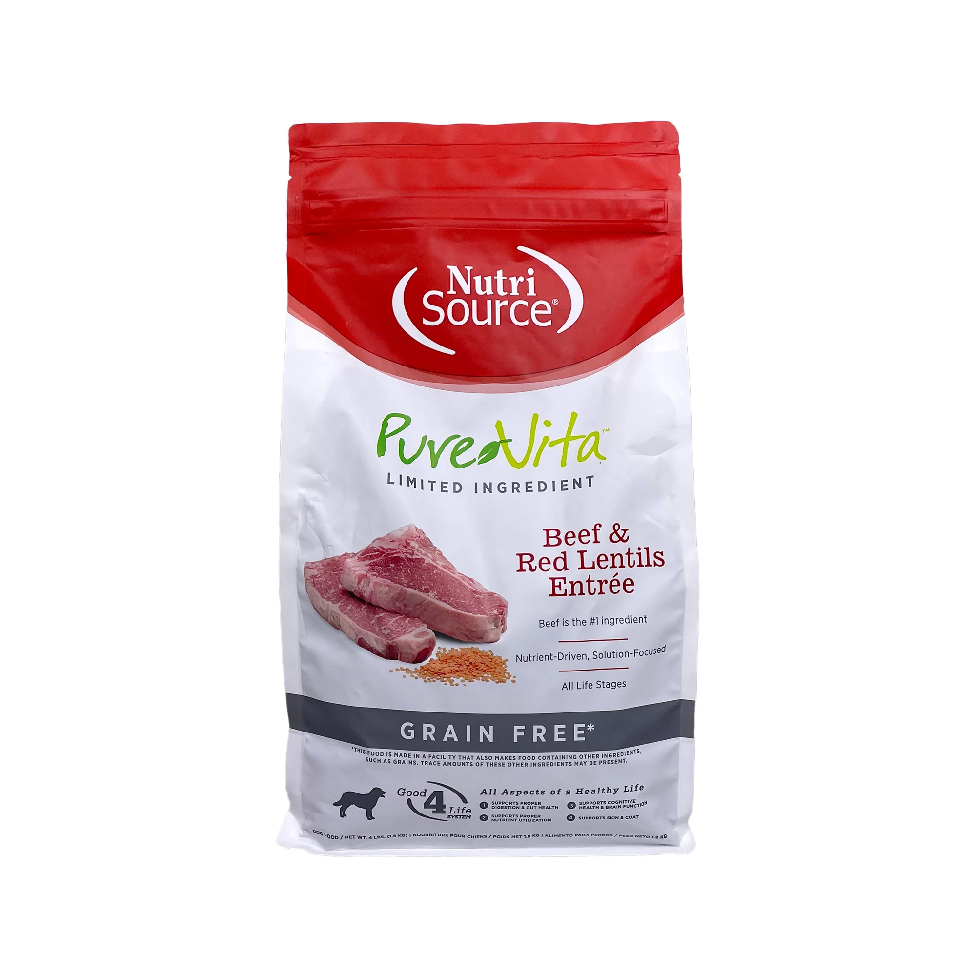 Pure Vita Dog Food Beef and Red Lentils 4 LB