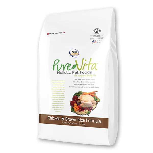 Pure Vita Dog Food Chicken and Brown Rice 25 LB
