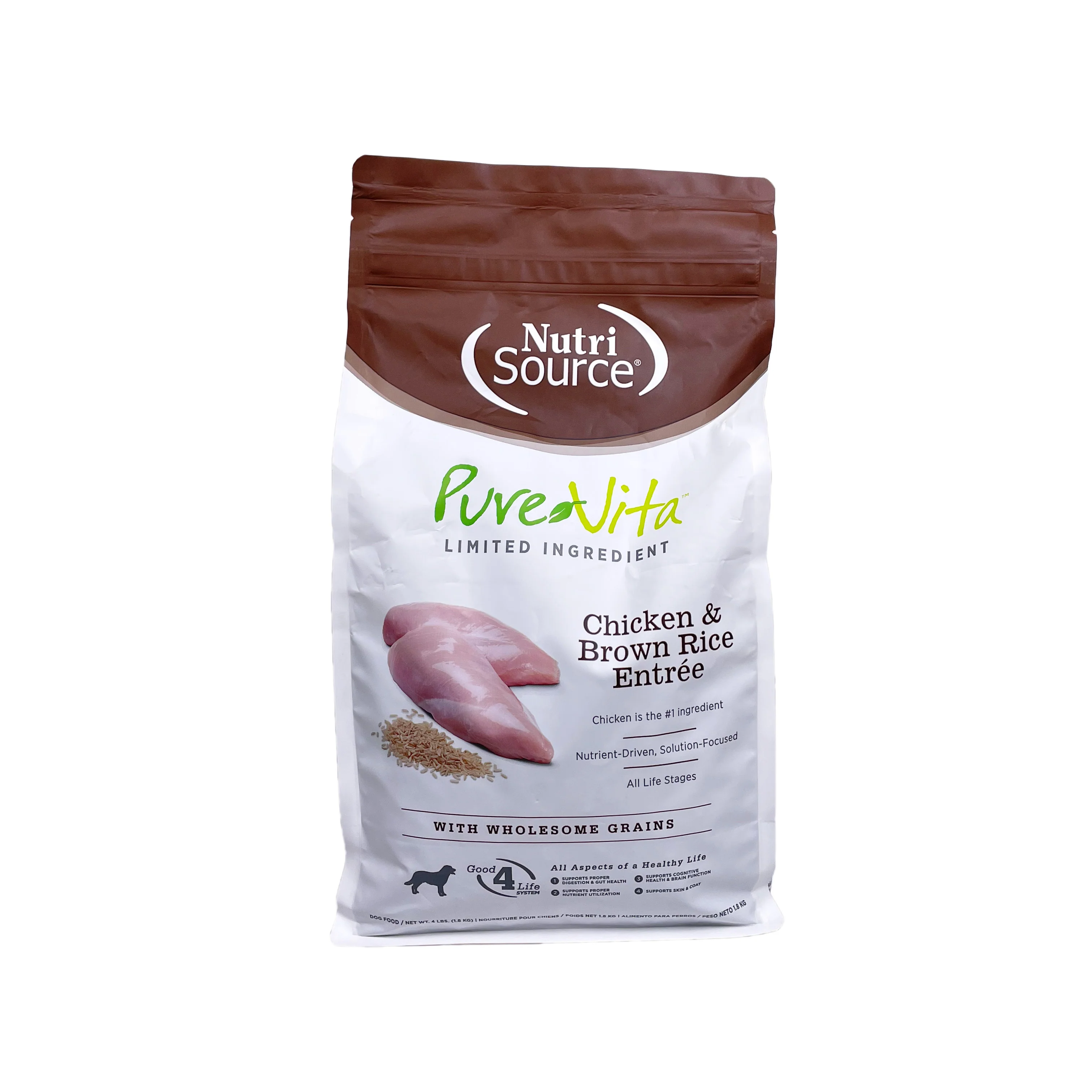 Pure Vita Dog Food Chicken and Brown Rice 4 LB