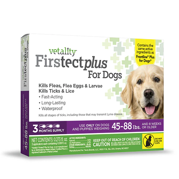 Vetality Firstect Plus for Dogs 45-88 LB 3-Dose