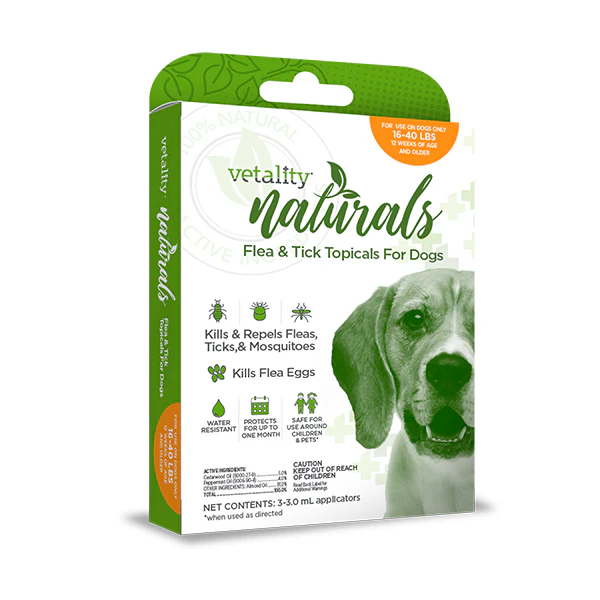Vetality Naturals Flea and Tick Topical Dog 16-40 LB 3 Dose