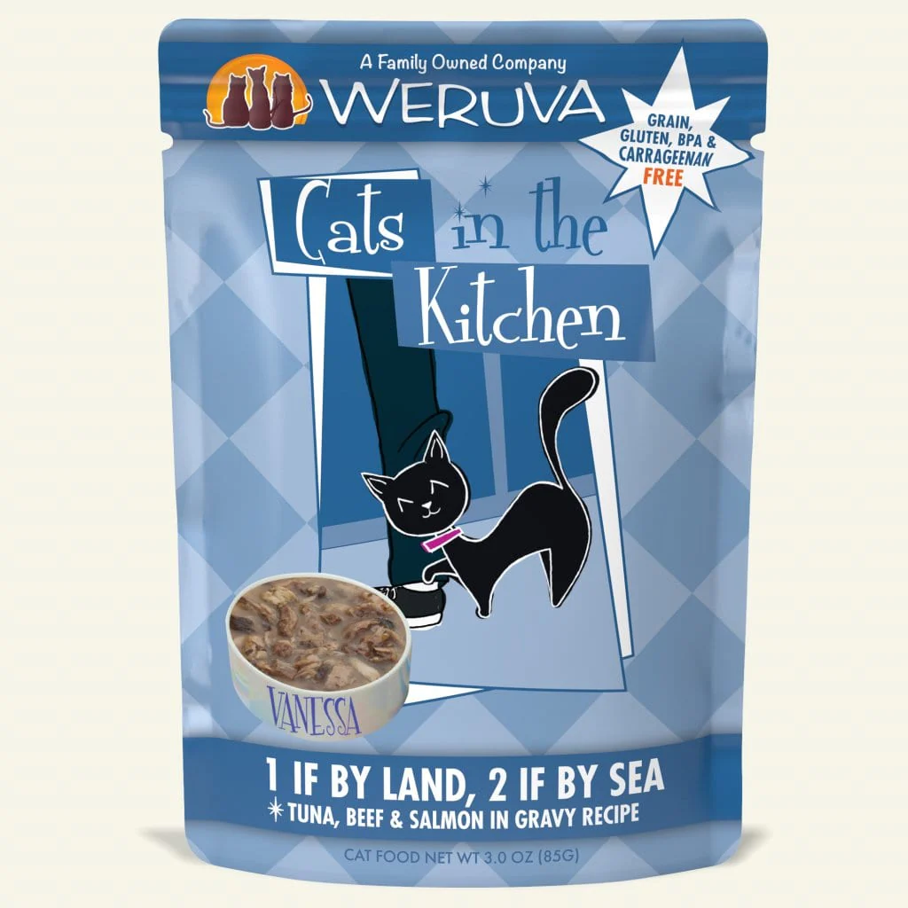 Weruva Cats in the Kitchen Tuna, Beef & Salmon in Gravy Pouch 3 OZ