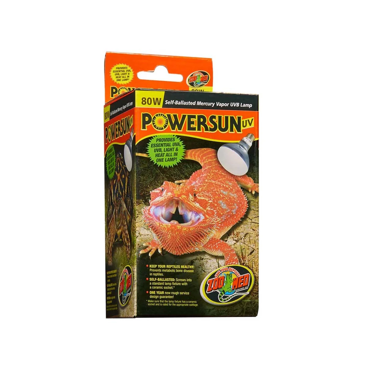Zoo Med PowerSun UV Self-Ballasted Mercury Vapor Lamp Silver 80 W